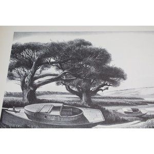 Stow Wengenroth Print Quiet Day Vintage 89031 Landscape Trees Boats River